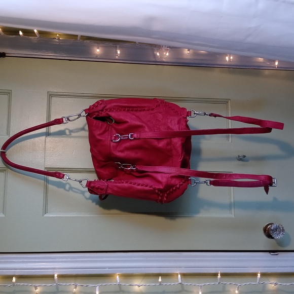 Women's Liebeskind Berlin red leather backpack shoulder bag purse handbag - Picture 11 of 16